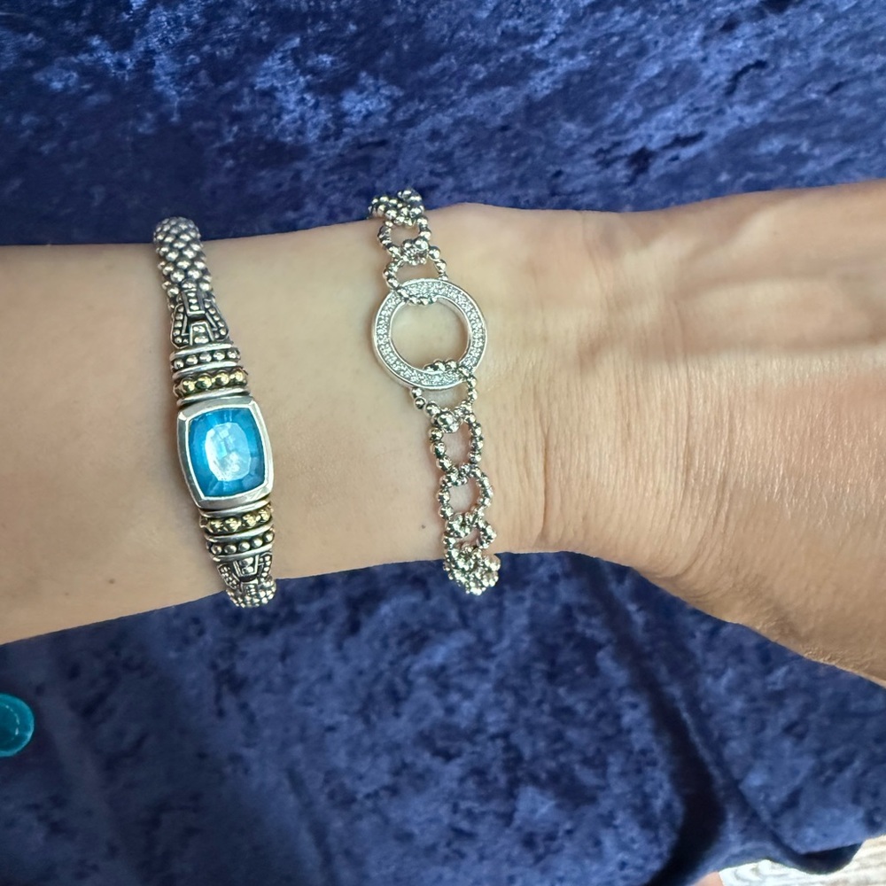 Caviar Spark Circle Diamond Link Bracelet from Lagos Sz 7 - Picture 5 of 13